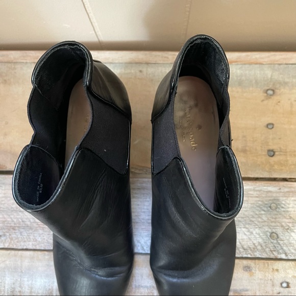 Kate Spade New York Leah Chelsea Block Heel Black Leather Ankle Booties Boots - Picture 5 of 12